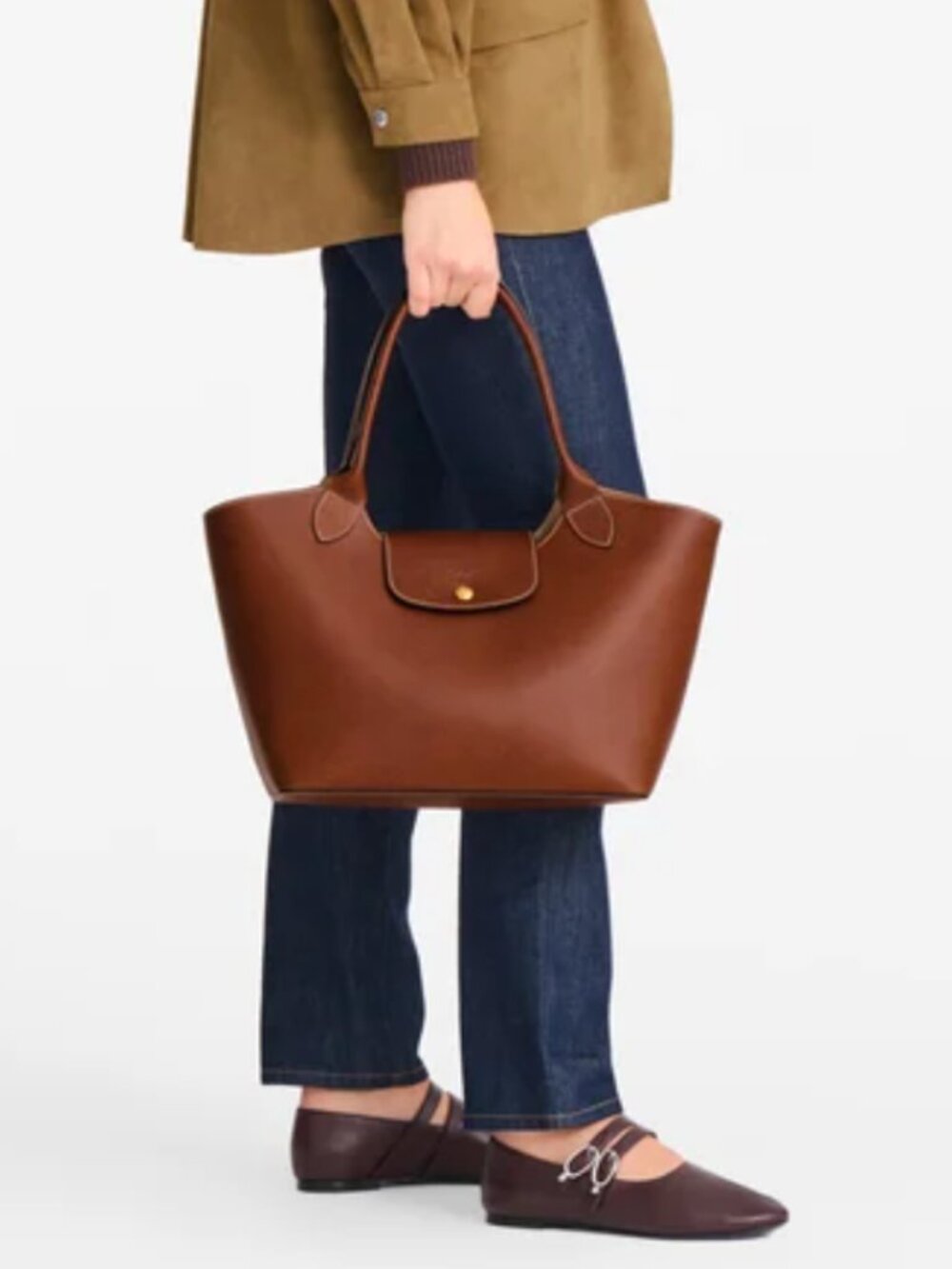 Longchamp Épure L Shoulder Bag Brown Leather Excellent Condition - Picture 8 of 9